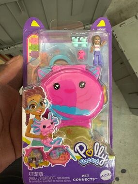 Mattel Polly Pocket Hot Pink and Teal Cat Compact Playset